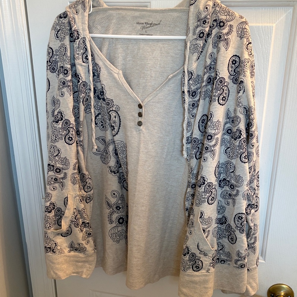 Paisley Print Hooded Cardigan